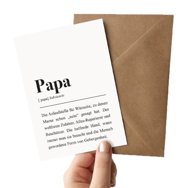 Grußkarte mit Umschlag: Papa Definition