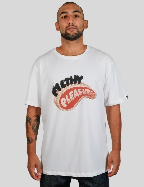 The Dudes T-Shirt, weißes T-Shirt mit "Filthy Steak" Print
