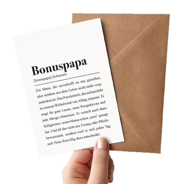 Grußkarte mit Umschlag: Bonuspapa Definition